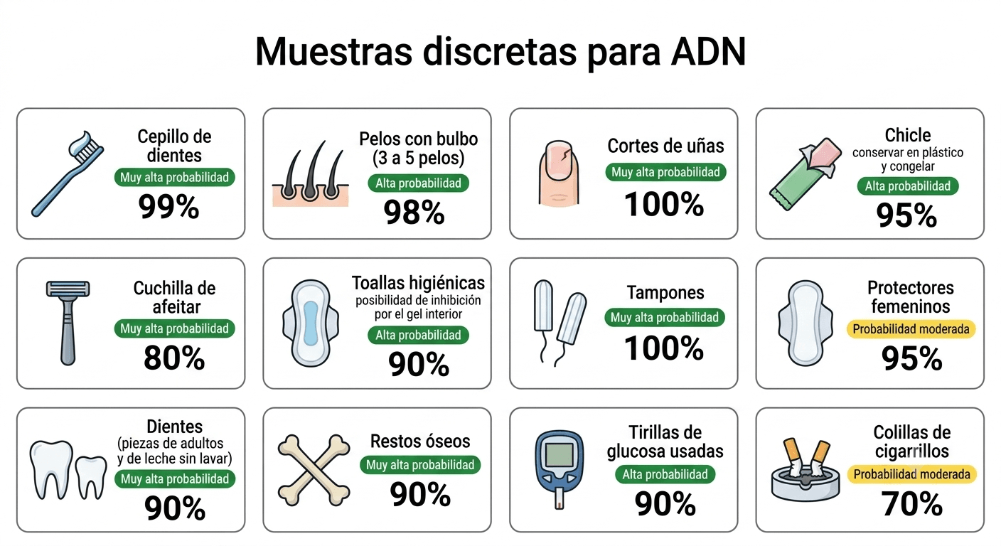 tipos de muestras para prueba de ADN